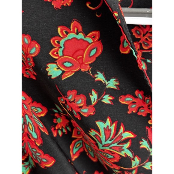 Sag Harbor‎ Womens Wrap Dress Black Red Floral Pointed Collar Size 12 Tall 0304 - Picture 5 of 12